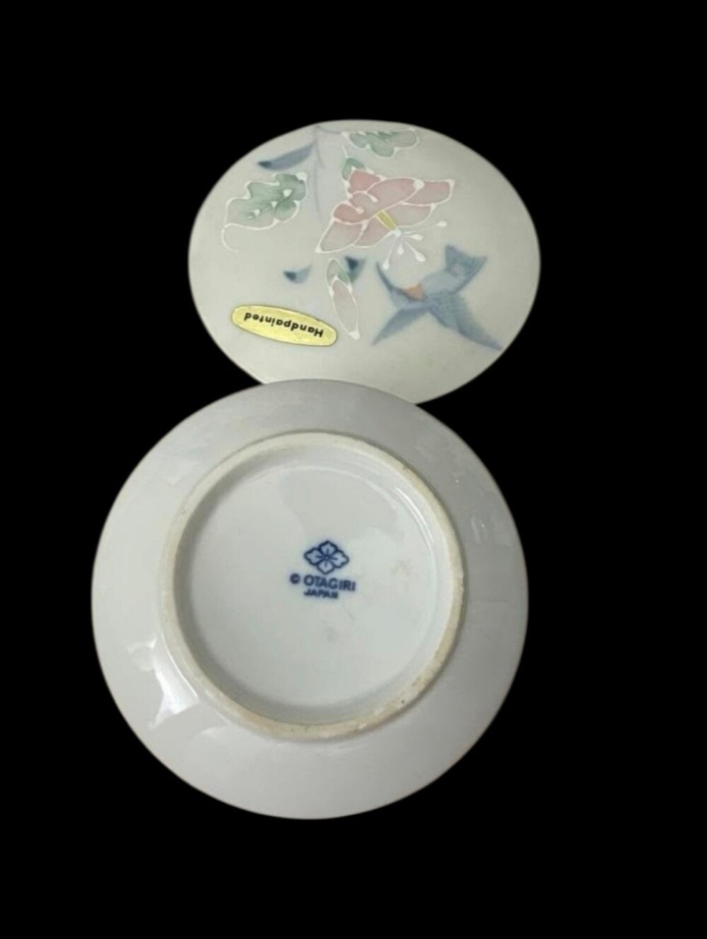 Otagiri Japan Porcelain Trinket Box with Floral Lid In White, Blue, Pink, Green